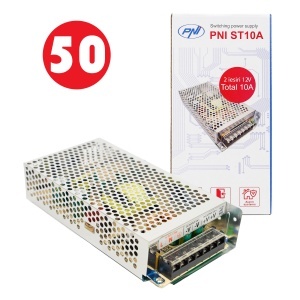 Bax cu 50 bucati sursa de tensiune in comutatie PNI ST10A 230V la 12V 10A stabilizata pentru sisteme de supraveghere - Img 2