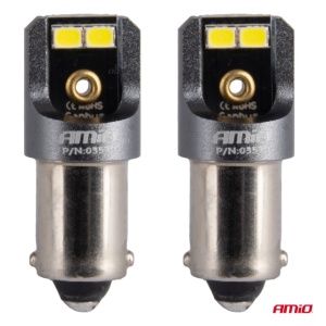 Becuri auto LED T4W BA9S 12V 24V 4x2016 SMD 6000K Amio - Img 2