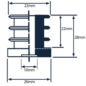 Bucsa plastic cu filet interior 50x25mm M10 - Img 3