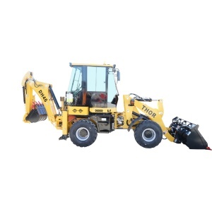 Buldoexcavator articulat compact 1.8T, motor diesel 50CP Euro 3 cu brat excavator, cupa frontala, furci paleti, picon hidraulic THOR - Img 5