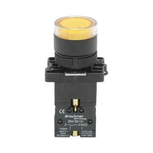 Buton indicator LED galben cu rezistenta integrata 1NO, 220V, LAY5 Breckner Germany - Img 1