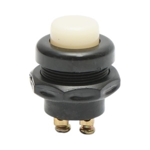 Buton pornire 12V/10A–24V/5A alb cu 2 pini universal