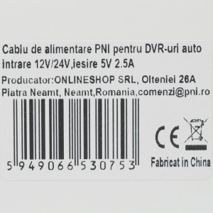 Cablu de alimentare PNI pentru DVR-uri auto, intrare 12V/24V, iesire 5V 2.5A, lungime 3.5 metri - Img 3