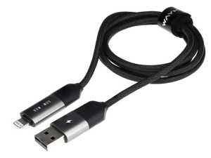 Cablu de încărcare și sincronizare WAYNE din microfibră împletită, 100 cm (4 în 1) USB / C > USB-C / Lightning, max. 60W - Img 3