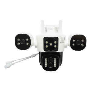 Camera de supraveghere 4 lentile, 3 obiective 16 MP, WIFI 2.4GHz, rotire 360 grade PTZ cu senzor de miscare, zoom 10X, alarma, IR night vision, detectie umana si aplicatie IPC360 Home
