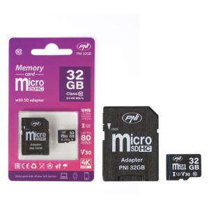 Card de memorie MicroSD PNI 32GB cu adaptor SD, Clasa 10, 80 Mb/s, V30 - Img 6