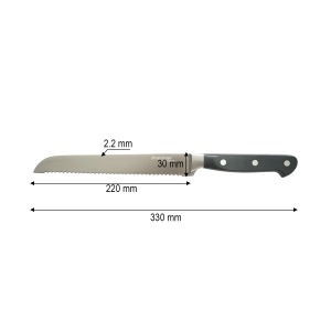 Cutit paine profesional 22cm, lama otel 5Cr15MoV, maner ABS negru Breckner Germany - Img 4