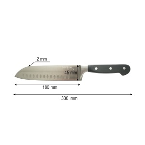 Cutit Santoku profesional 18cm, lama alveolata otel 5Cr15MoV, maner ABS negru Breckner Germany - Img 4