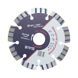 Disc diamantat turbo segmentat 115x22.23mm, segment 10mm pentru beton armat, piatra dura, pavele Breckner Germany - Img 1