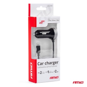 Incarcator auto cu 2 USB si cablu Lightning pentru iPhone sau iPad, 2.4A - Img 3