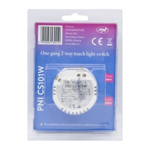 Intrerupator cap scara si cap cruce simplu cu touch PNI CS101W din sticla, alb cu LED indicator, 800W - Img 2