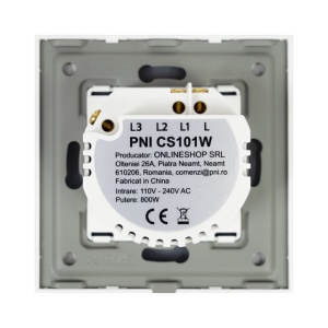Intrerupator cap scara si cap cruce simplu cu touch PNI CS101W din sticla, alb cu LED indicator, 800W - Img 4