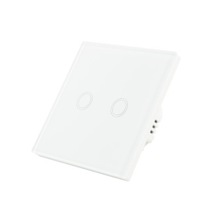 Intrerupator dublu cu touch PNI SH202 din sticla, alb cu LED indicator - Img 2