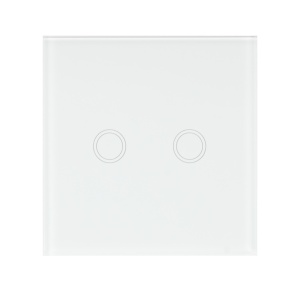 Intrerupator dublu cu touch PNI SH202 din sticla, alb cu LED indicator