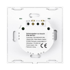 Intrerupator simplu cu touch PNI SH101 din sticla, alb cu LED indicator - Img 5