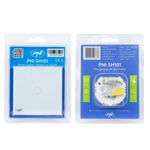 Intrerupator simplu cu touch PNI SH101 din sticla, alb cu LED indicator - Img 7