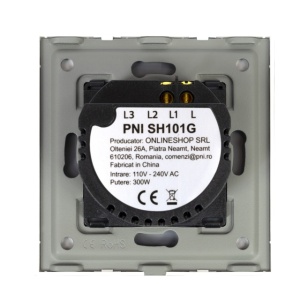 Intrerupator simplu cu touch PNI SH101G din sticla, Gold cu LED indicator culoare auriu - Img 2
