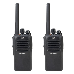 Kit 2 statii radio portabile PNI PMR R17 446MHz, 0.5W, 16 canale PMR si tonuri 50 CTCSS si 104 DCS, programabila, Li-Ion 2200 mAh, IP68