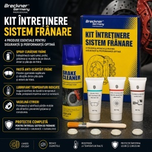 Kit intretinere sistem franare cu spray curatare frane, pasta anti-scartait, lubrifiant temperaturi ridicate si vaselina etrieri Breckner Germany - Img 6