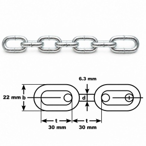 Lant otel zincat za medie 6.3x22x30mm, rola 15m - Img 2