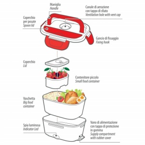 Lunch-Box, incalzitor electric pentru alimente - 1,5 L - 12/24V+220V - 50W - Img 3