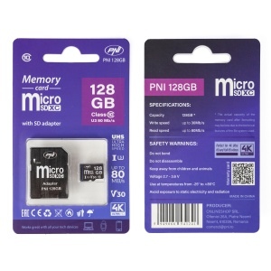 Pachet 2 bucati Card de memorie MicroSD PNI 128GB Clasa 10, 80 Mb/s, V30 cu adaptoare SD incluse - Img 6