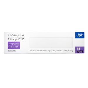 Panou LED PNI H-Light 1230 48W, 1200x300mm, 4800lm, 6400K, de interior, incastrabil, alb rece - Img 3