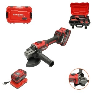 Polizor unghiular 1000W cu 2 acumulatori 21V, 4Ah Li-ion, disc 125mm, brushless, frana electrica, 3 trepte turatie 5000/7000/9500rpm Breckner Germany