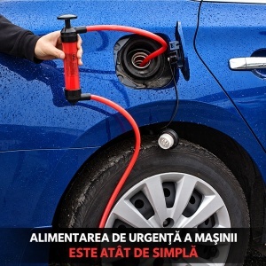 Pompa manuala multifunctionala 3 in 1 de aer si transfer lichide, ulei, combustibil cu furtunuri si accesorii - Img 4