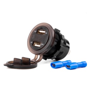 Priza cu 2 USB, cu voltmetru, 12-24V, 2.1+1.0A, incastrabila