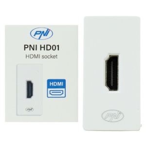Priza HDMI PNI HD01 modulara, montaj incastrat, alb - Img 2