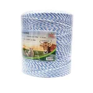Rola fir alb-albastru 3mm insertie metalica 3x0.2mm SS, rezistenta 7.8 Ohm/m, 1000m gard electric Mezofarm - Img 3