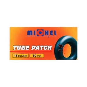 Set 16 petice vulcanizare rotunde 50mm + 1 tub adeziv 20ml pentru camere de aer Michel - Img 2