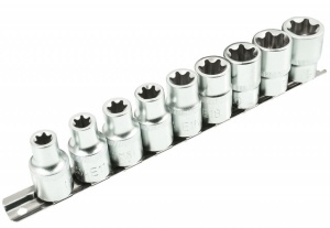 Set de 9 chei tip torx, 1/2" E10-E24 VERKE