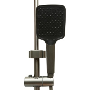 Set dus multifunctional cu termostat, afisaj digital temperatura, 4 functii de curgere a apei, pipa cada, dus dreptunghiular tip ploaie, para de dus, dus bideu, grafit mat, aluminiu - Img 8