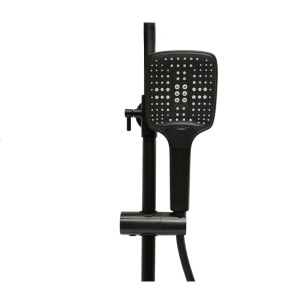 Set dus Premium multifunctional de perete din cupru, 3 functii curgere apa, dus dreptunghiular tip ploaie, para de dus, negru mat - Img 7