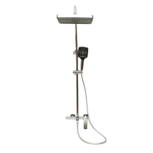 Set dus Premium multifunctional de perete din cupru, 3 functii curgere apa, dus dreptunghiular tip ploaie, para de dus, crom lucios - Img 3