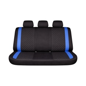 Set huse scaune auto universale negru-albastru Diamond, piele ecologica matlasata cu textil 9 piese - Img 3