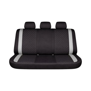 Set huse scaune auto universale negru-gri Diamond, piele ecologica matlasata 9 piese - Img 3