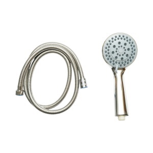 Set para dus cu furtun zincat 1.5m, 5 functii, duze silicon, crom lucios, plastic 105x240mm - Img 2