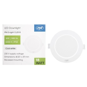 Spot LED PNI D-Light CL2518 18W, incastrabil, rotund 22 cm, 6400K, alimentare 230V, 1980 lm, alb rece - Img 4