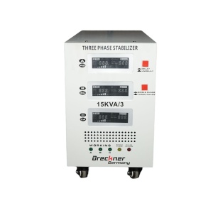 Stabilizator automat de tensiune 15KVA trifazat cu servomotor bypass, afisaj LCD Breckner Germany