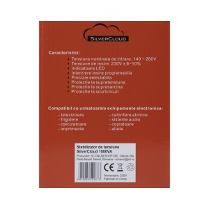 Stabilizator de tensiune SilverCloud 1000VA 600W 4.5A