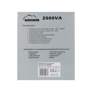 Stabilizator de tensiune SilverCloud 2000VA 1200W 9.1A iesire 230V ± 10% - Img 7