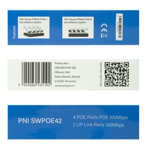 Switch POE PNI SWPOE42, 4 porturi POE 100 Mbps si 2 porturi UP Link 100 Mbps, 65W, functie AI Extend pana la 250m, protectie fulger 4kV - Img 4