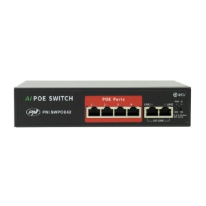 Switch POE PNI SWPOE42, 4 porturi POE 100 Mbps si 2 porturi UP Link 100 Mbps, 65W, functie AI Extend pana la 250m, protectie fulger 4kV - Img 7