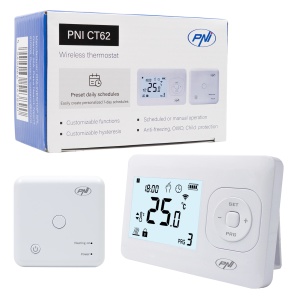 Termostat fara fir PNI CT62 pentru centrale termice, afisaj iluminat, programe zilnice - Img 9