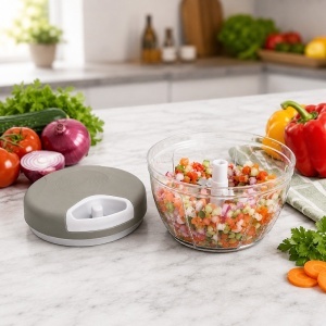 Tocator manual de legume cu sfoara, 3 lame inox, capacitate 500ml - Img 11