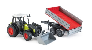 Tractor Claas Nectis 267F + încărcător frontal + remorcă - Bruder - Img 2