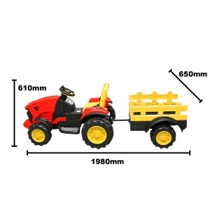 Tractor electric cu remorca, telecomanda si baterie pentru copii 1580x580x730mm